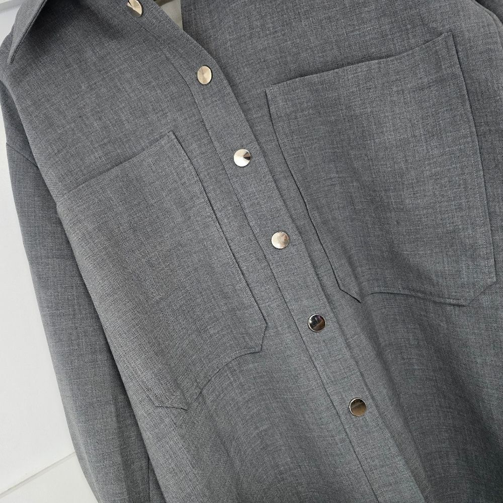 Uterque Snap Button Down Front Shirt Jacket Shack… - image 3